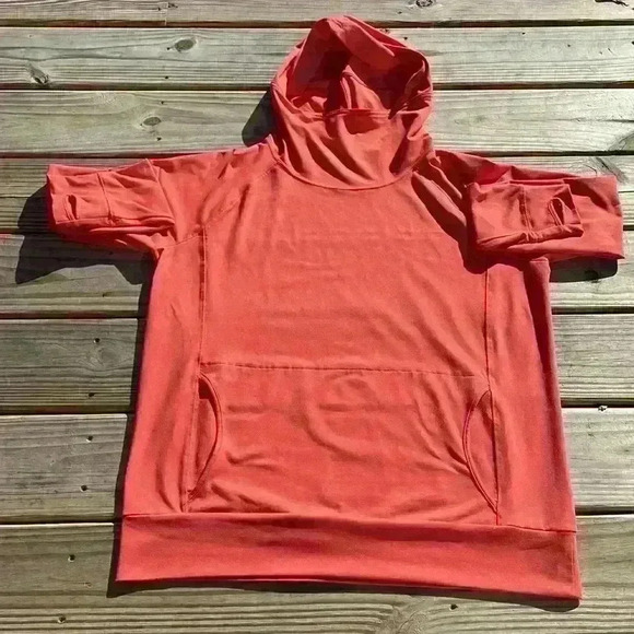 Lands End women’s active wear large pullover with cowl neck hooded pouch pocket - Picture 3 of 10